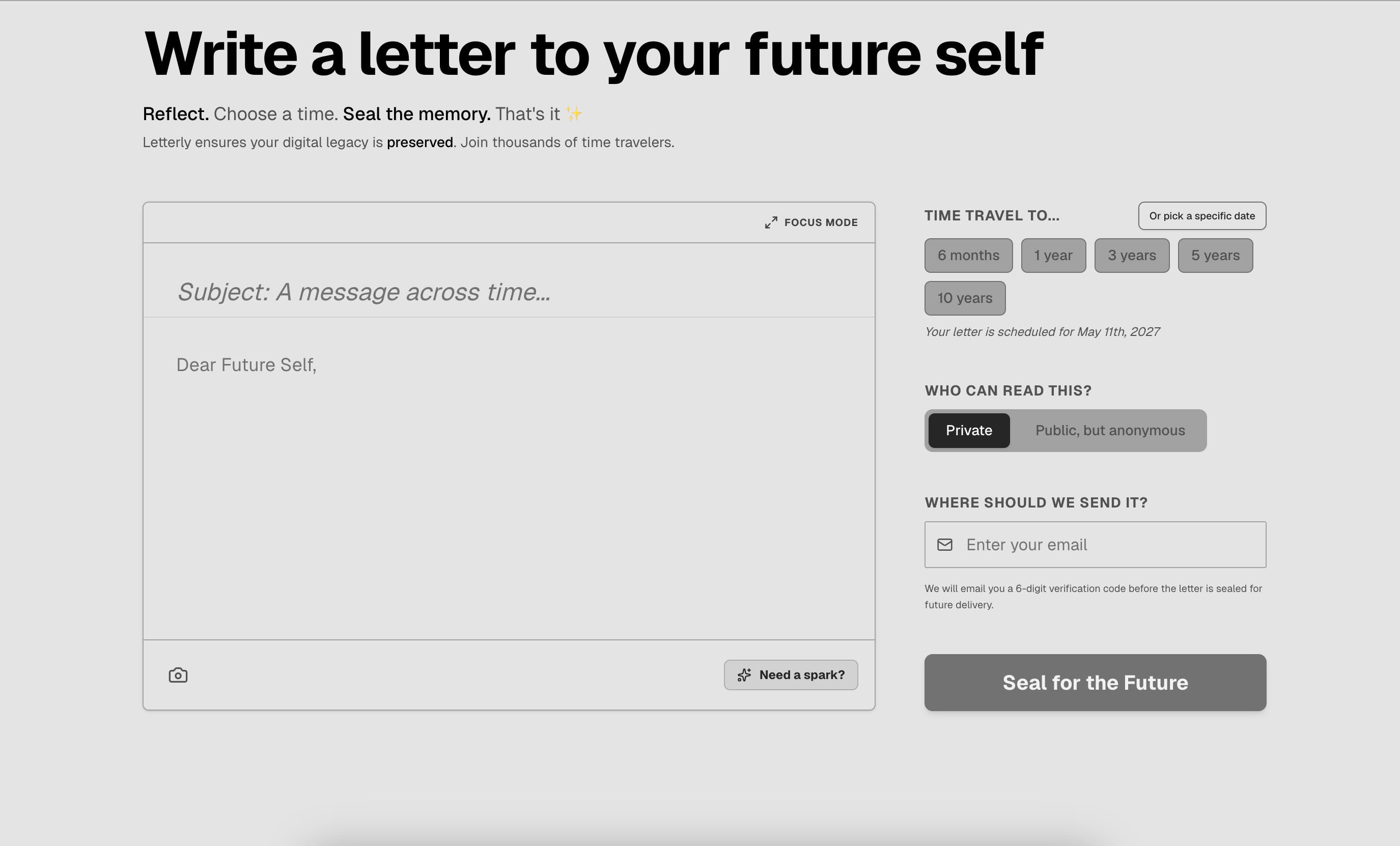 Letterly composer interface