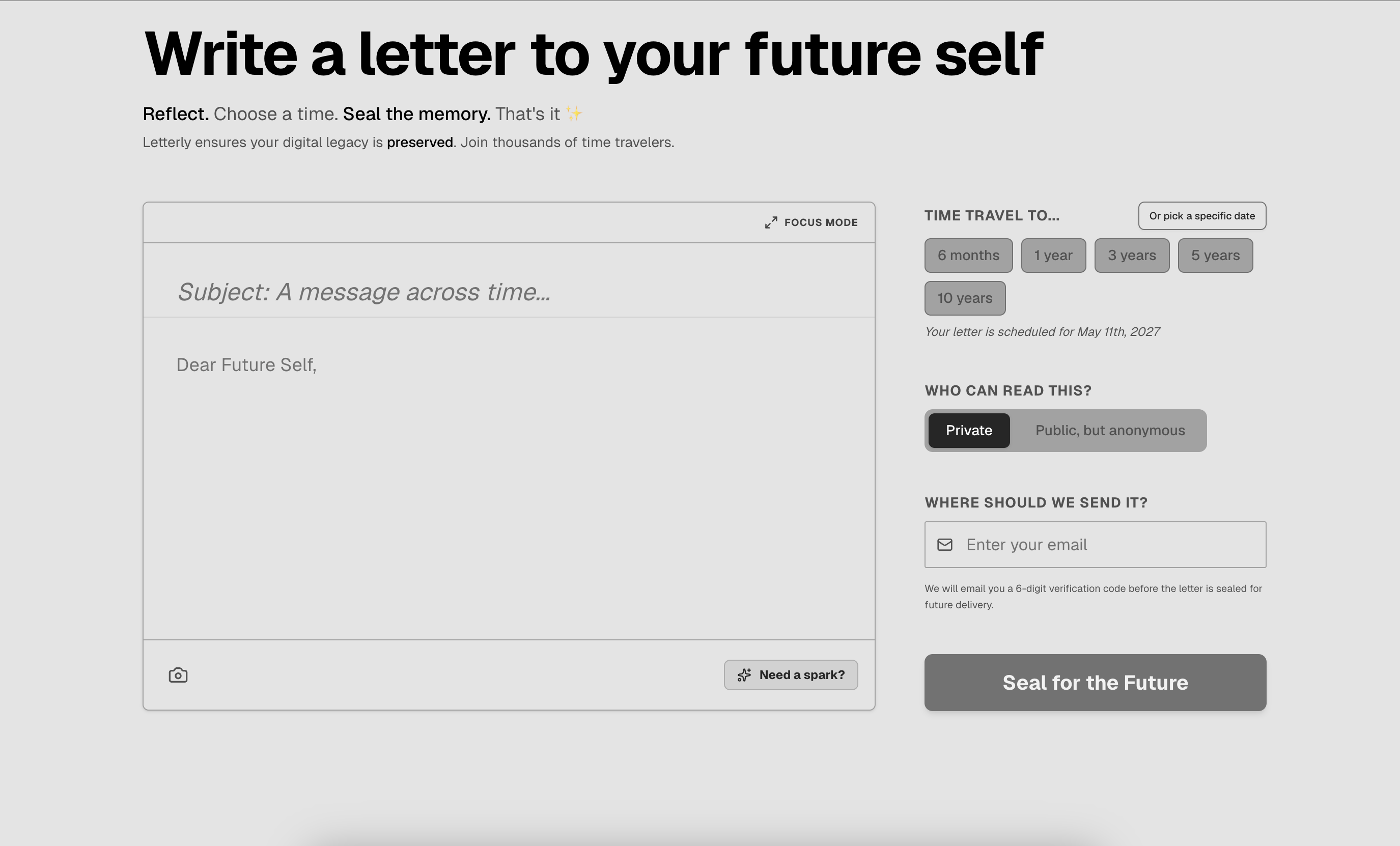 Letterly composer interface